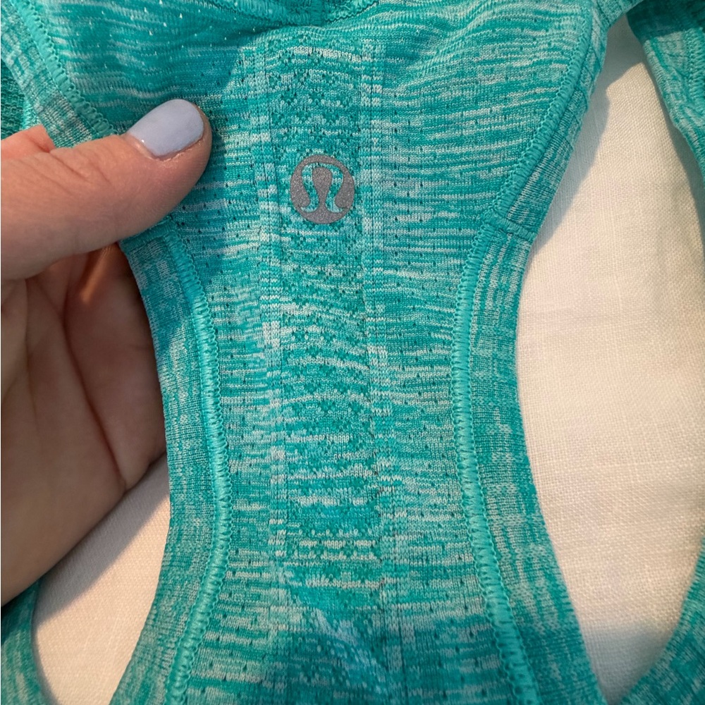 Lululemon swiftly heathered blue tropics Turquoise Tank Top size 6 - Picture 8 of 8